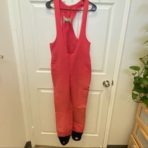 Vintage Pink Ski Snowboard Overalls Skinny Pants Water Resistant